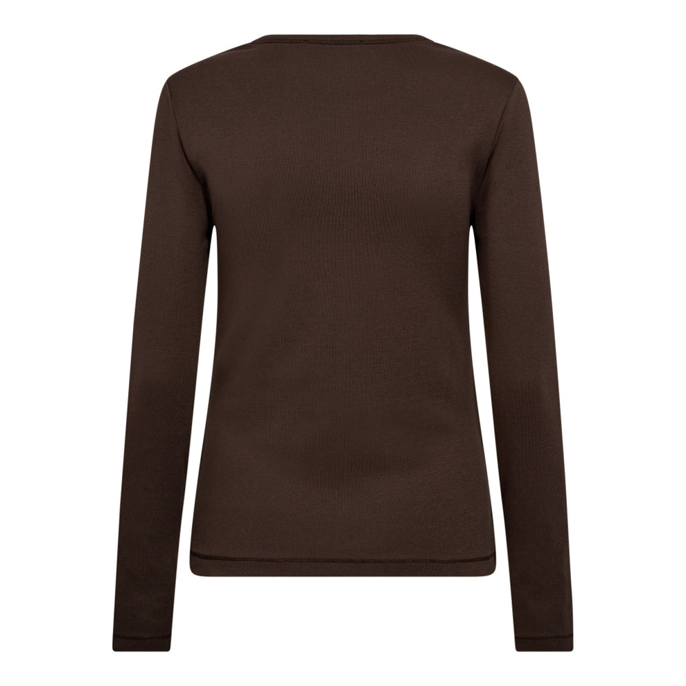 Co'Couture Granny W Embrodery LS Tee Dark Brown