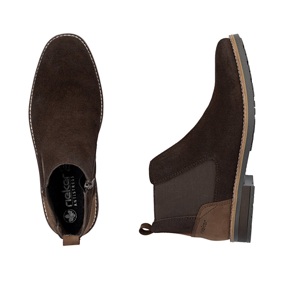 Rieker M Kort Støvle i Ruskind Brun