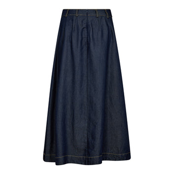 Co'couture W Anya Denim Pleat Skirt Denim Blue