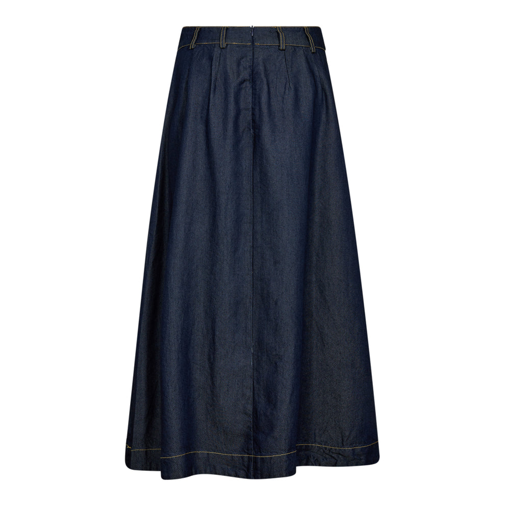 Co'couture W Anya Denim Pleat Skirt Denim Blue