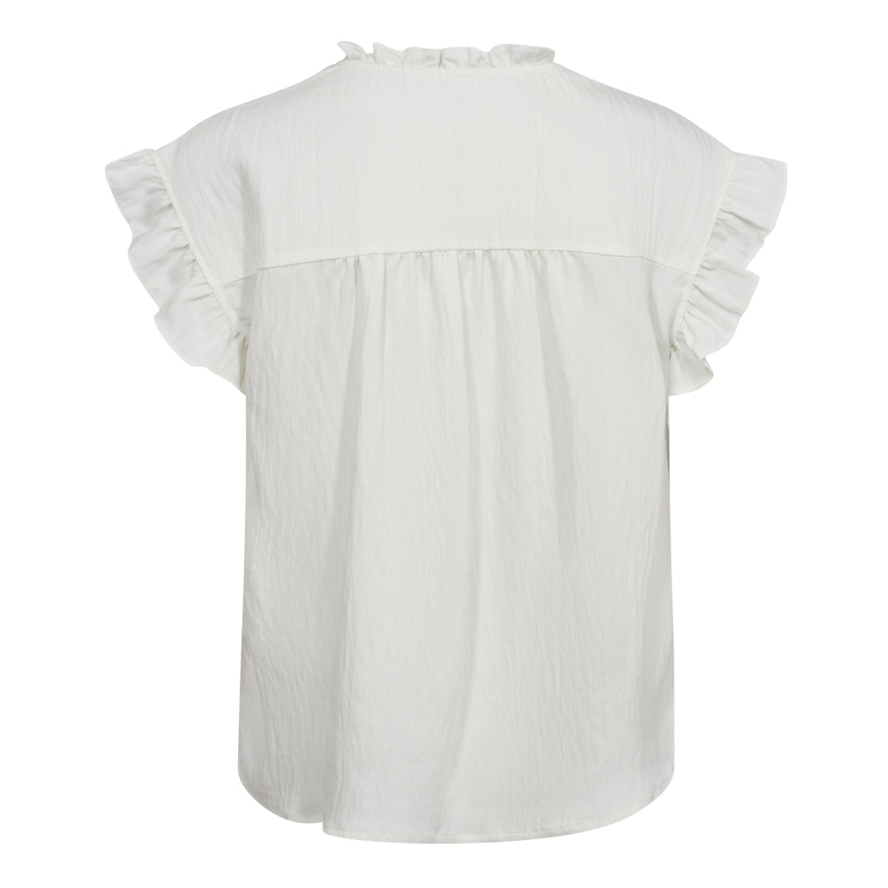 Co'couture W Sueda Frill Smock Top White