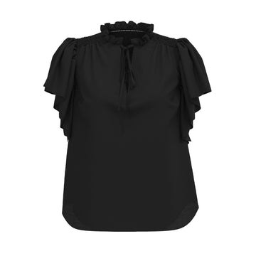 Co'Couture W Hera ss Frill Top Black