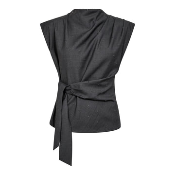 Co´Couture W Saga Pleat Top Mid Grey