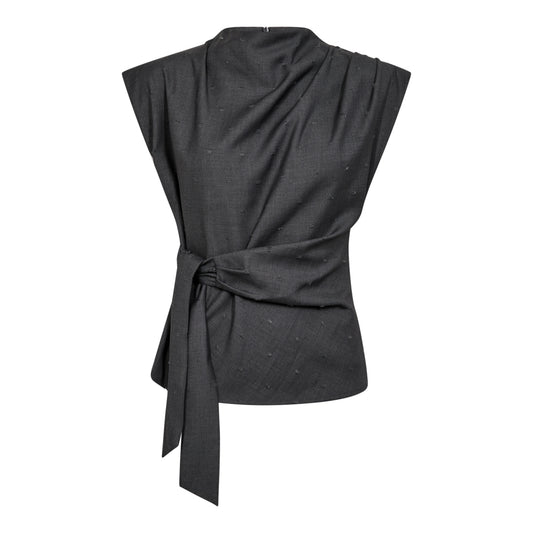 Co´Couture W Saga Pleat Top Mid Grey