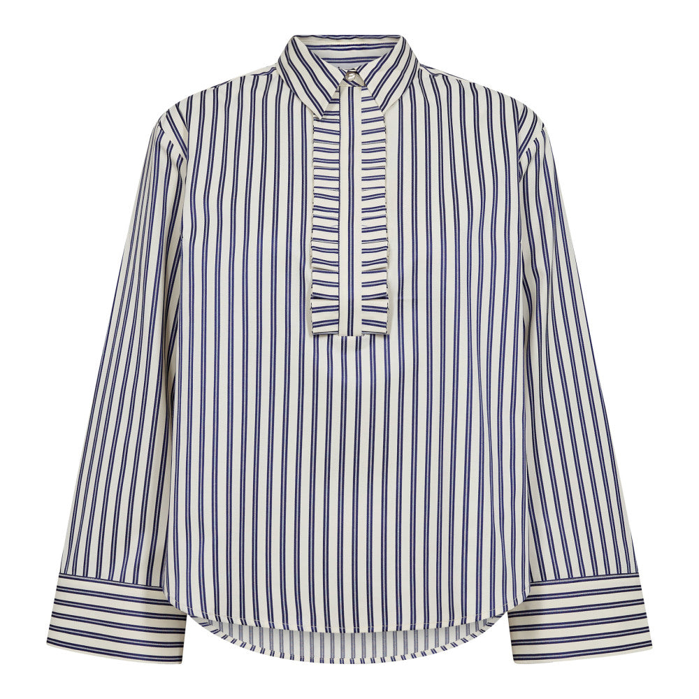 Co´Couture SamsonCC Stripe Frill Shirt Navy