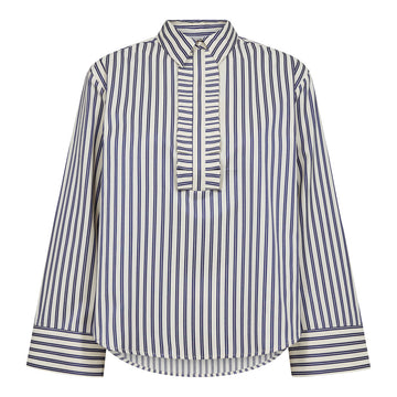 Co´Couture SamsonCC Stripe Frill Shirt Navy