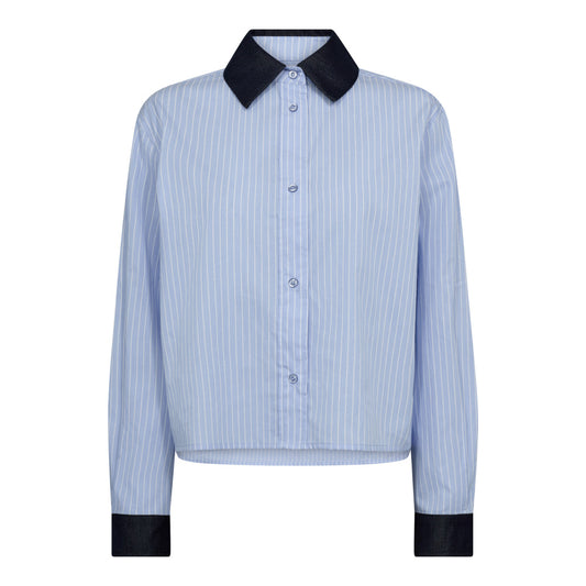 Co'Couture W Nelson Sripe Shirt Pale Blue