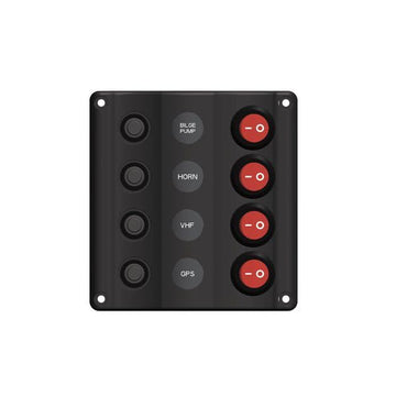 "Wave" elpanel med 4 kontakter m/LED og automatsikring, 12V