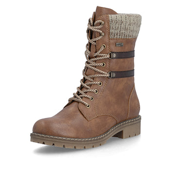 Rieker W Synthetic Lace Boot Brown - Y9107-24