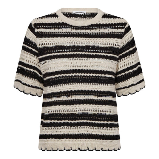 Co´Couture W Odette Stripe O-Knit Off White/ Black