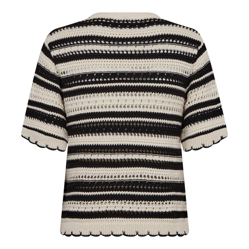 Co´Couture Odettecc Stripe Ss O-Knit Offwhite-Black