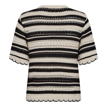 Co´Couture W Odette Stripe O-Knit Off White/ Black