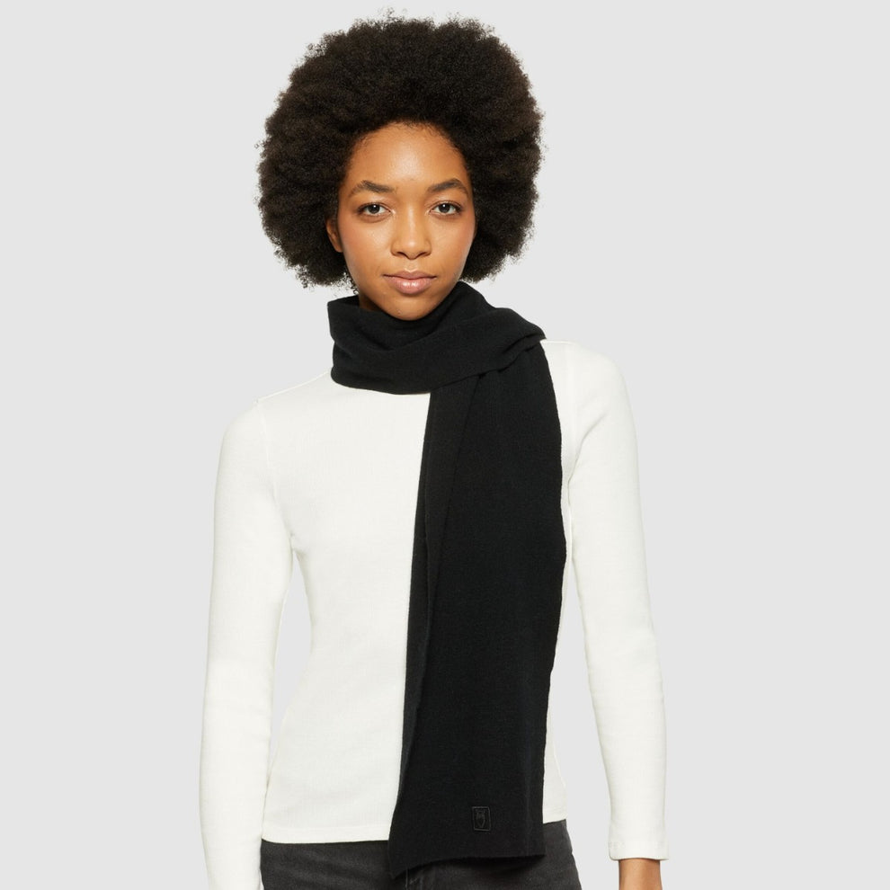 Knowledge Cotton Apparel U Lambswool Scarf Rws 1300 Black Jet