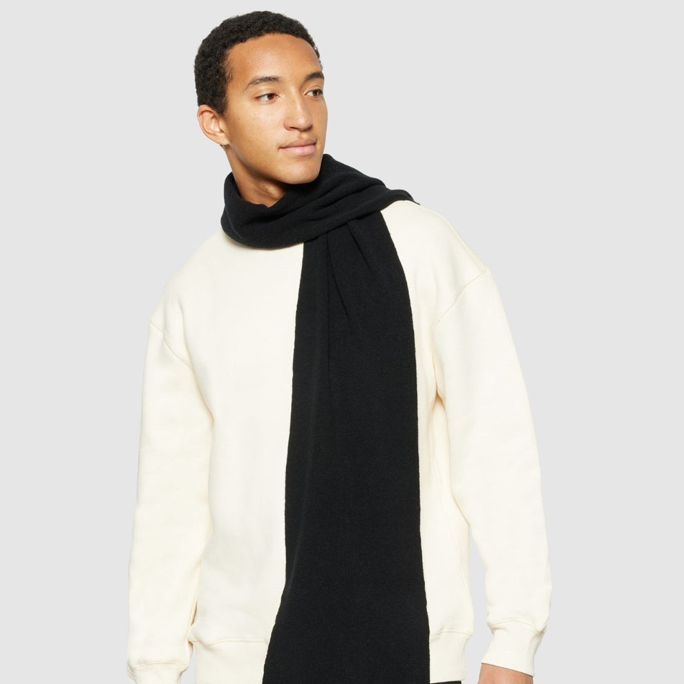 Knowledge Cotton Apparel U Lambswool Scarf Rws 1300 Black Jet