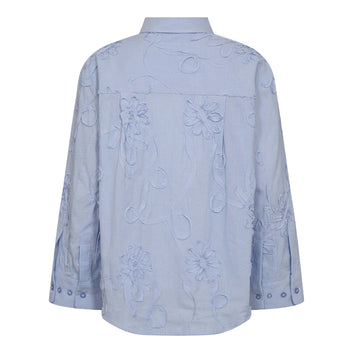 Co´Couture Xaviercc Stripe Flower Shirt Pale Blue