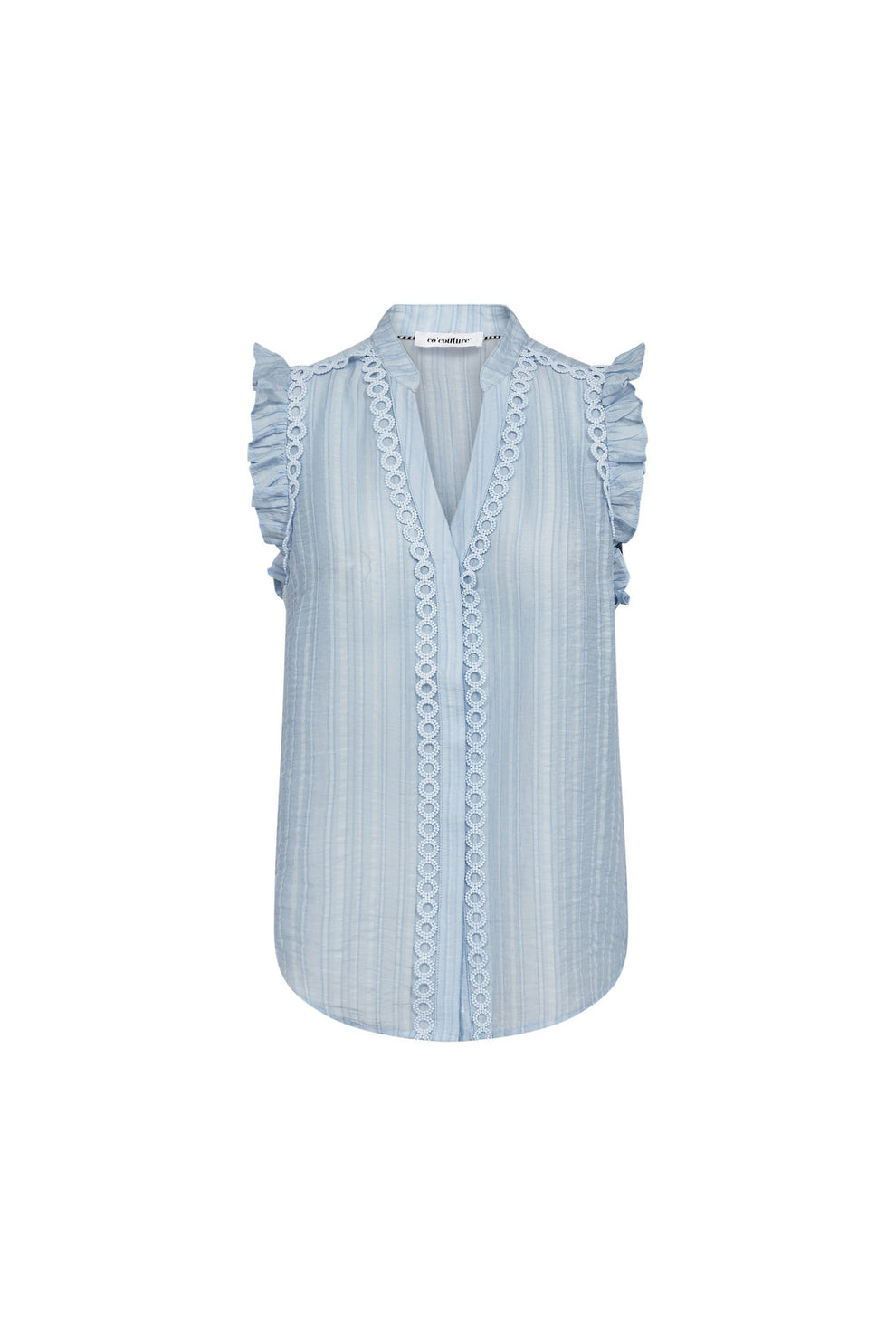 Co´Couture Reggiecc Frill Top Pale Blue