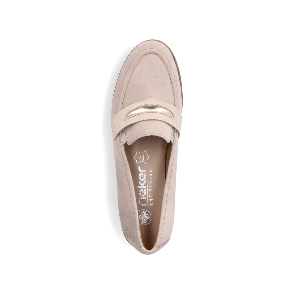 Rieker W Loafer m Sølvdetalje Beige