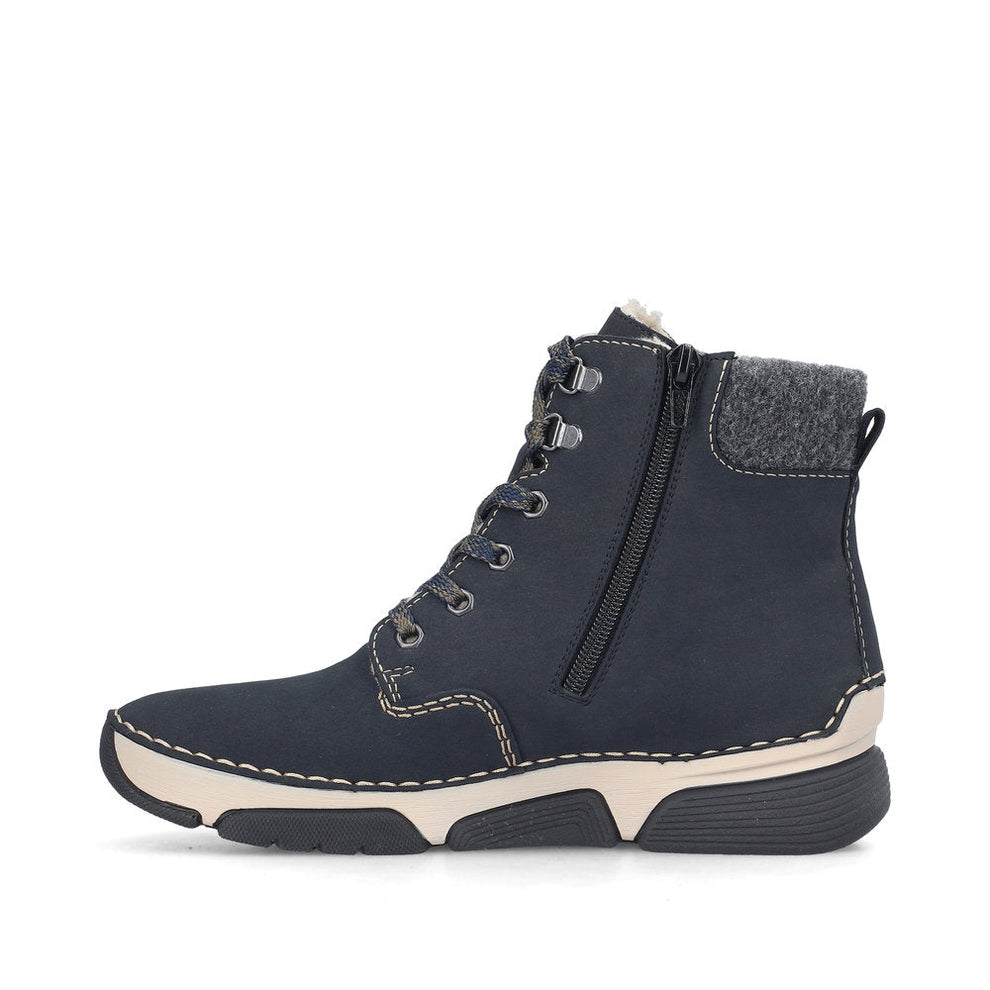 Rieker W Synthetic Lace Boot Blue - 45925-14