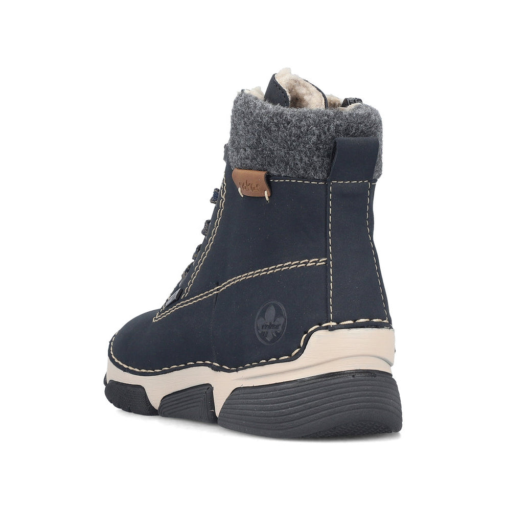 Rieker W Synthetic Lace Boot Blue - 45925-14