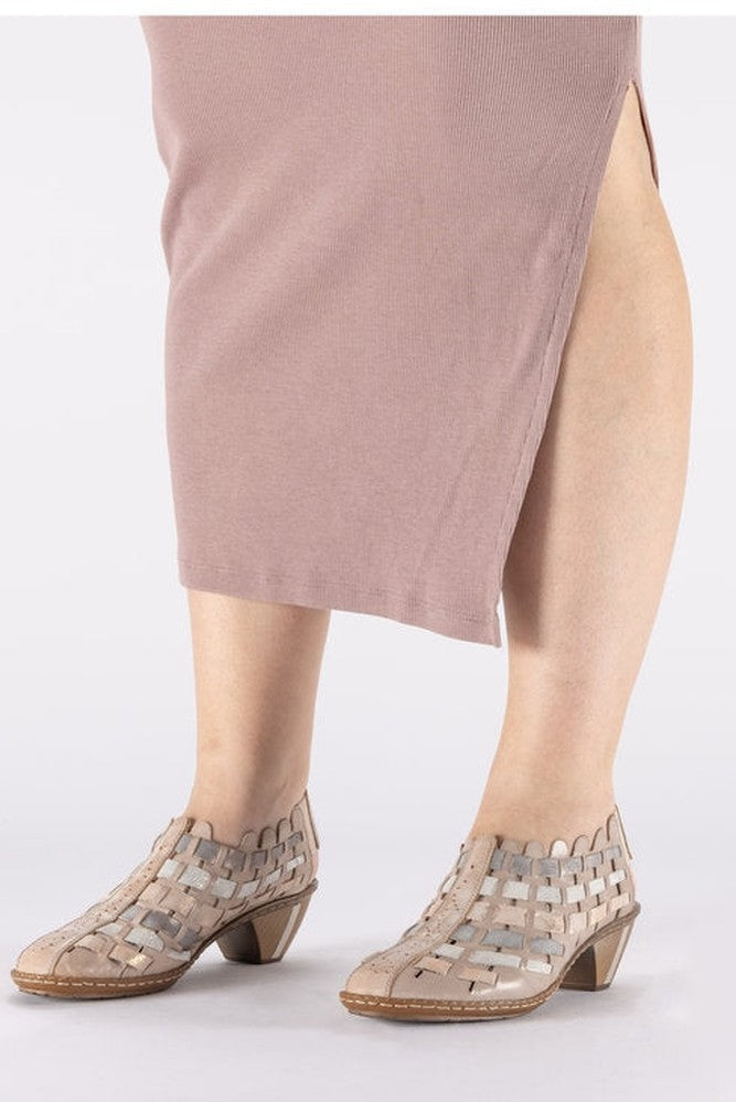 Rieker W Sko Beige Combination - 46778-64