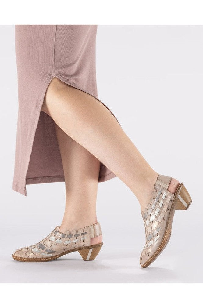 Rieker W Sko Beige Combination - 46778-64