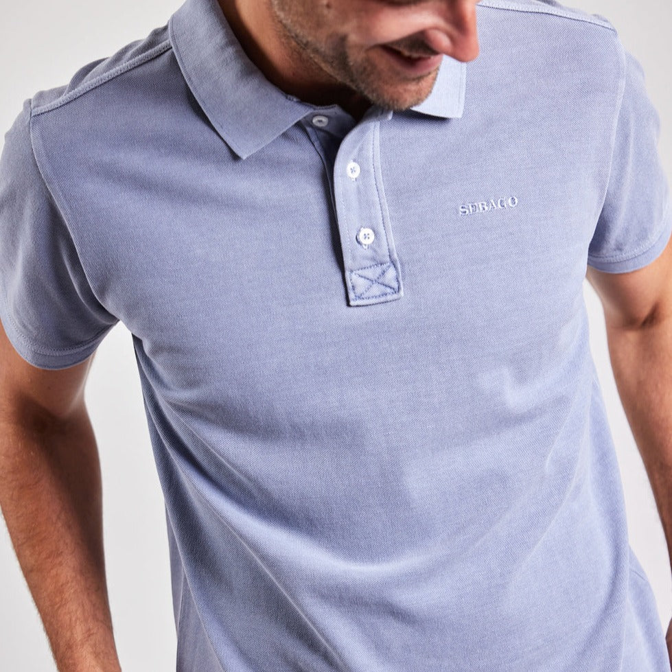 Sebago M Outwashed Logo Polo Stone Blue