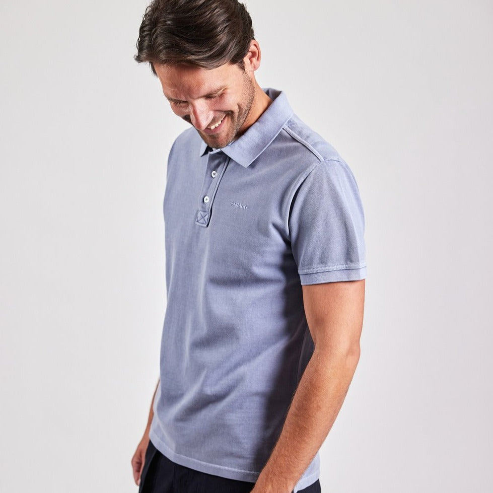 Sebago M Outwashed Logo Polo Stone Blue