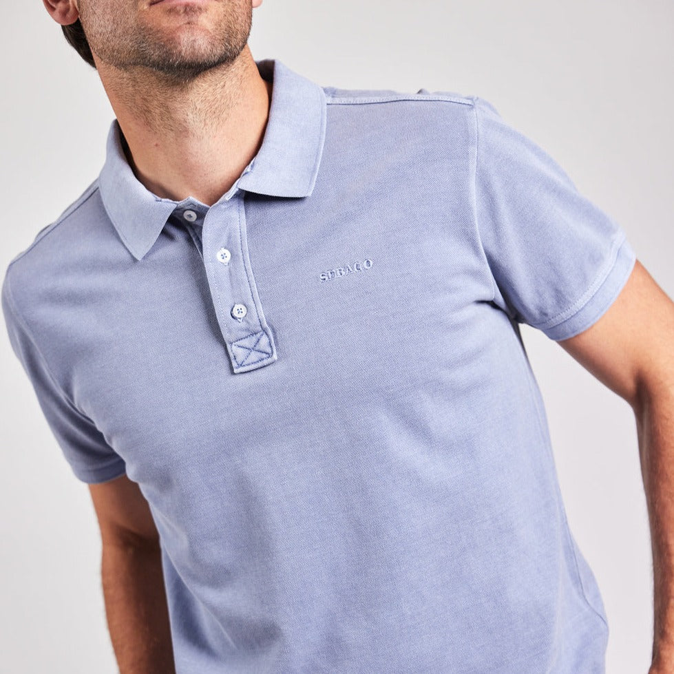 Sebago M Outwashed Logo Polo Stone Blue