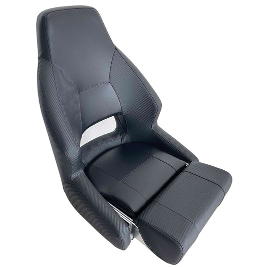 ESM RM52 Styrestol m/flip-up puf marinevinyl, carbongrå/sort