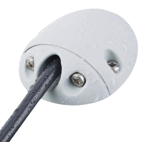 90˚ kabelgennemføring til 2-8 mm kabel, hvid nylon