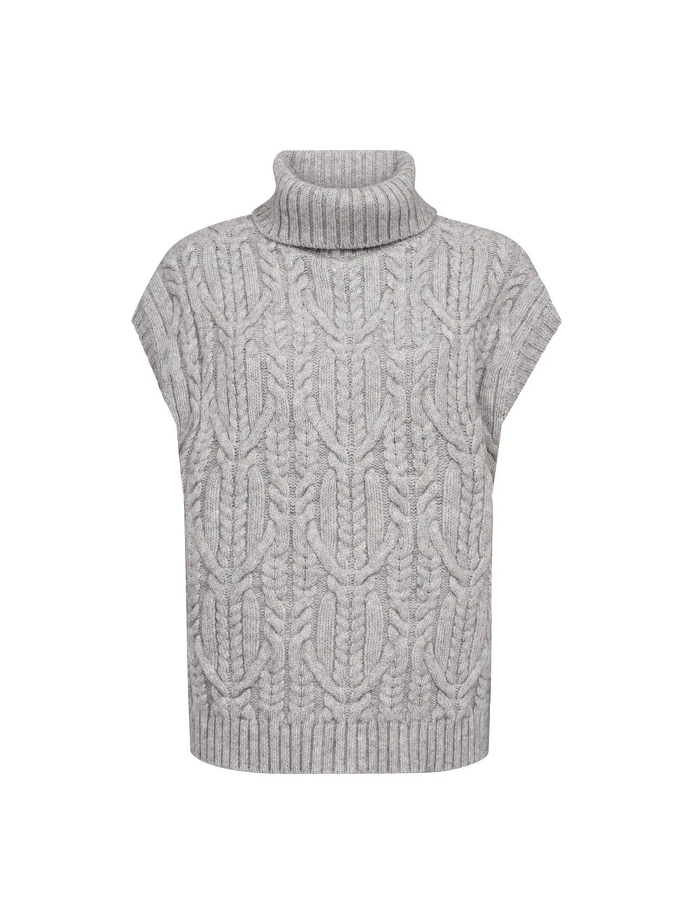 Co´Couture Rowcc Oversize Cable Knit Vest Grey Melange