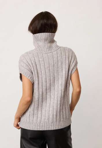 Co´Couture Rowcc Oversize Cable Knit Vest Grey Melange