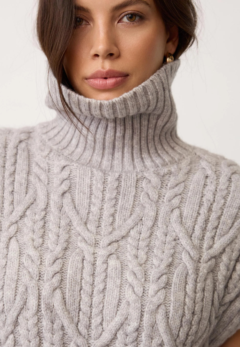 Co´Couture Rowcc Oversize Cable Knit Vest Grey Melange