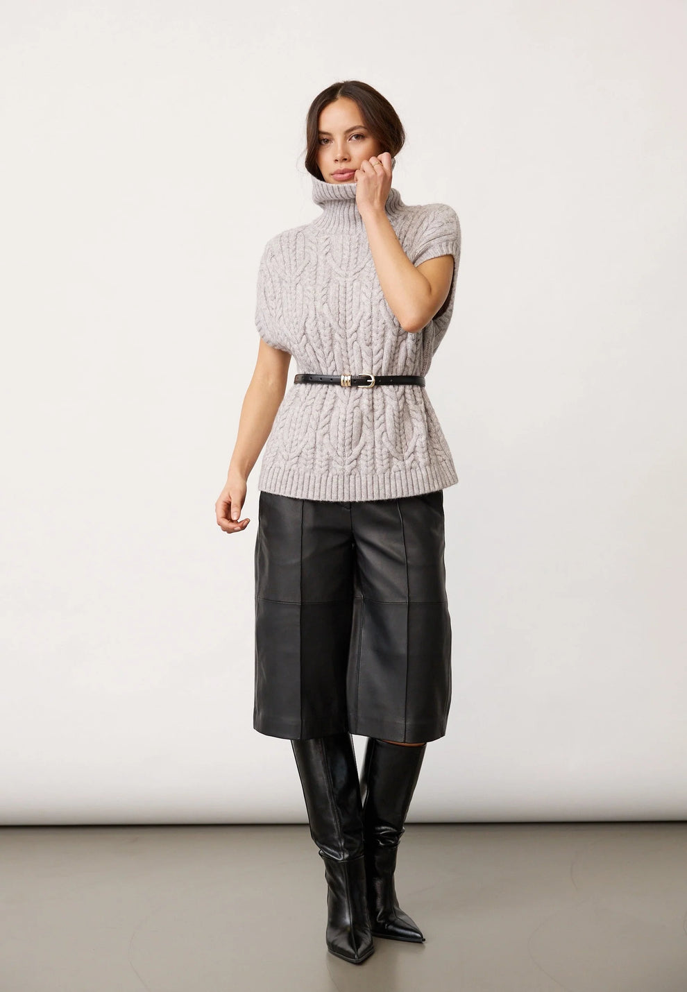 Co´Couture Rowcc Oversize Cable Knit Vest Grey Melange