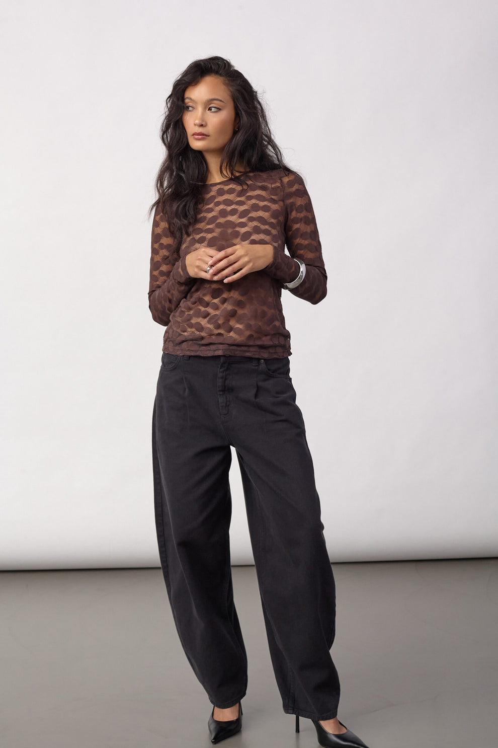 Co´Couture Penolacc O-Neck Blouse Brown