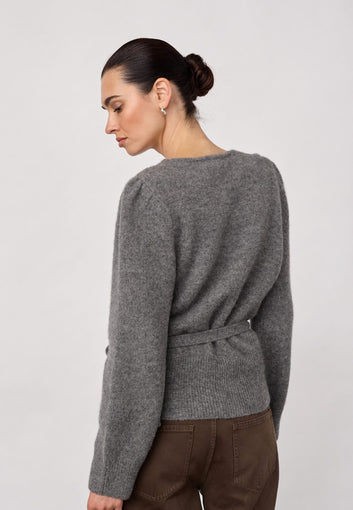 Co´Couture Rogercc Wrap Cardigan Grey Melange