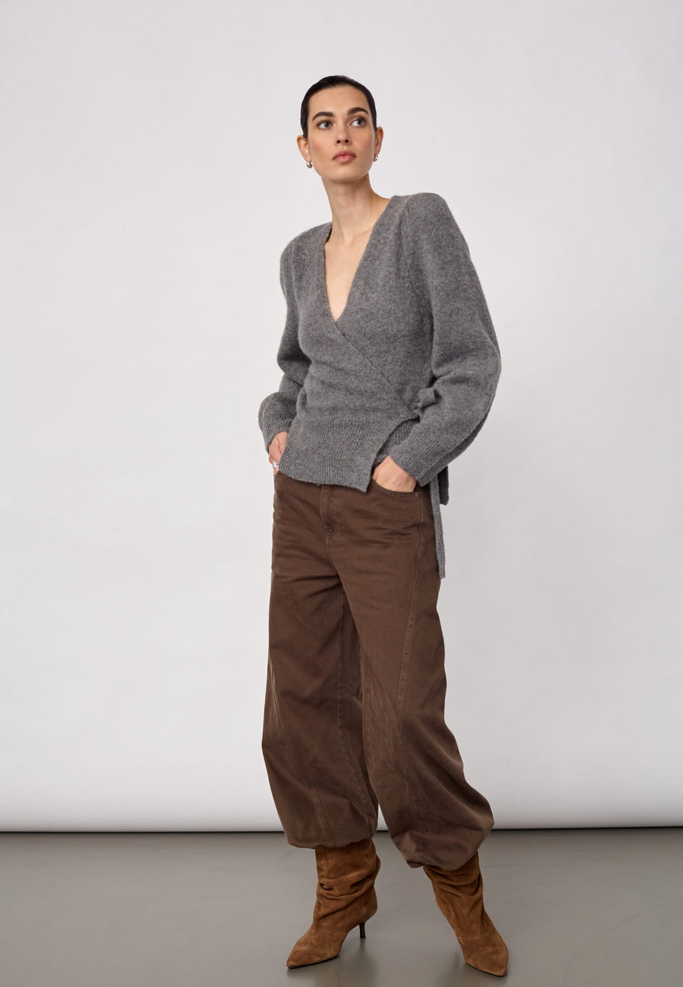 Co´Couture Rogercc Wrap Cardigan Grey Melange
