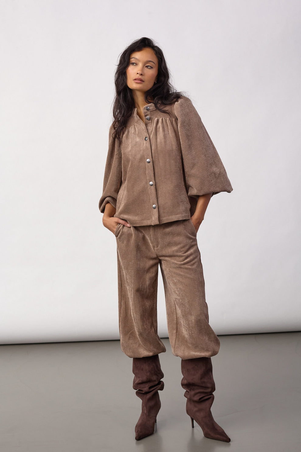 Co´Couture Daisycc Cord Shirt Walnut
