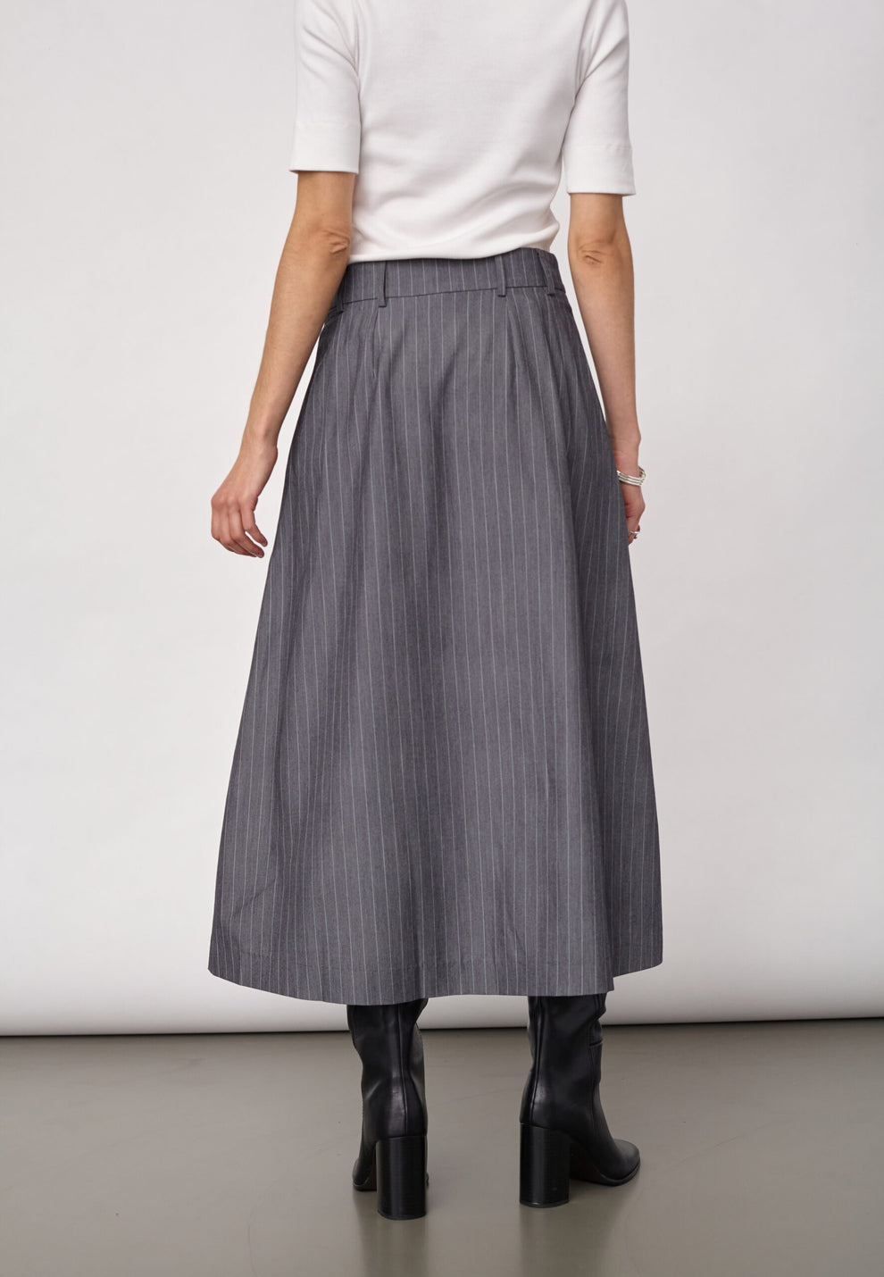 Co´Couture Lyviacc Pleat Pin Skirt Mid Grey