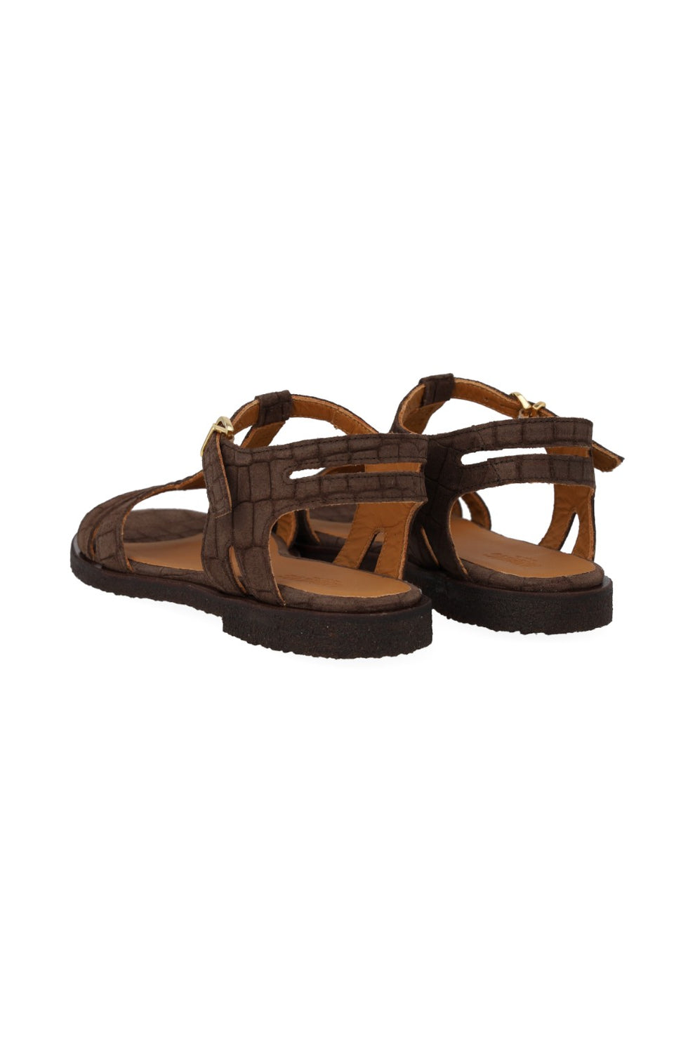 Angulus W Classic Strappy Sandal Brown Croco