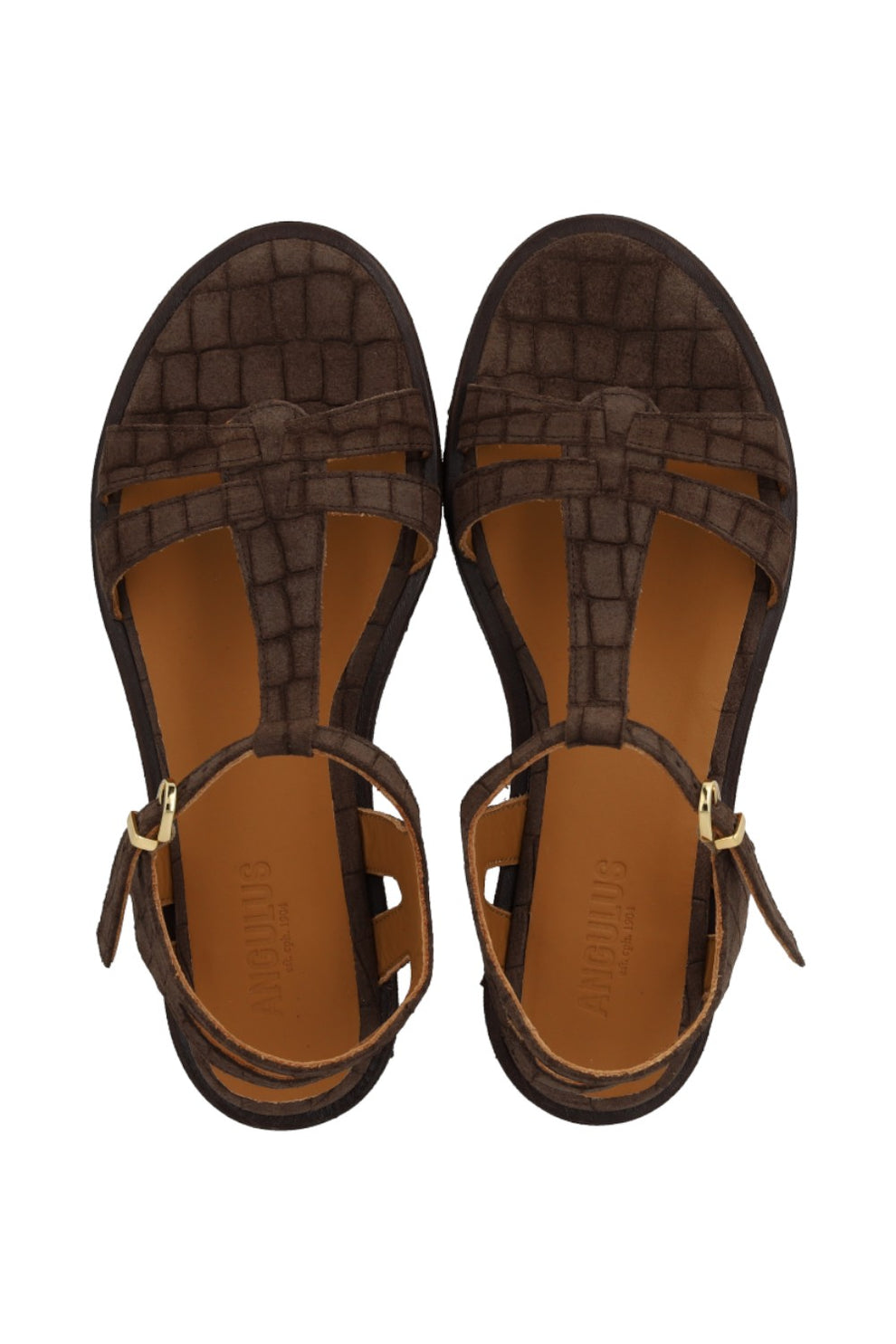 Angulus W Classic Strappy Sandal Brown Croco
