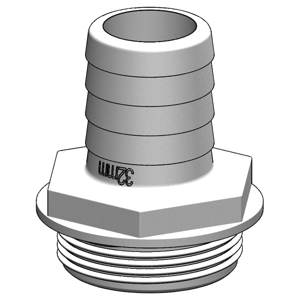 Trudesign Slangestuds 1 1/2" 25mm hvid, til y-ventil