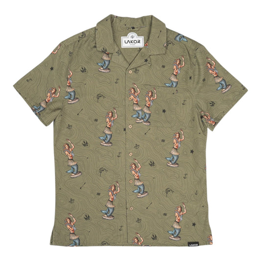LAKOR Dashboard Hula Short Sleeve Shirt Deep Lichen Green