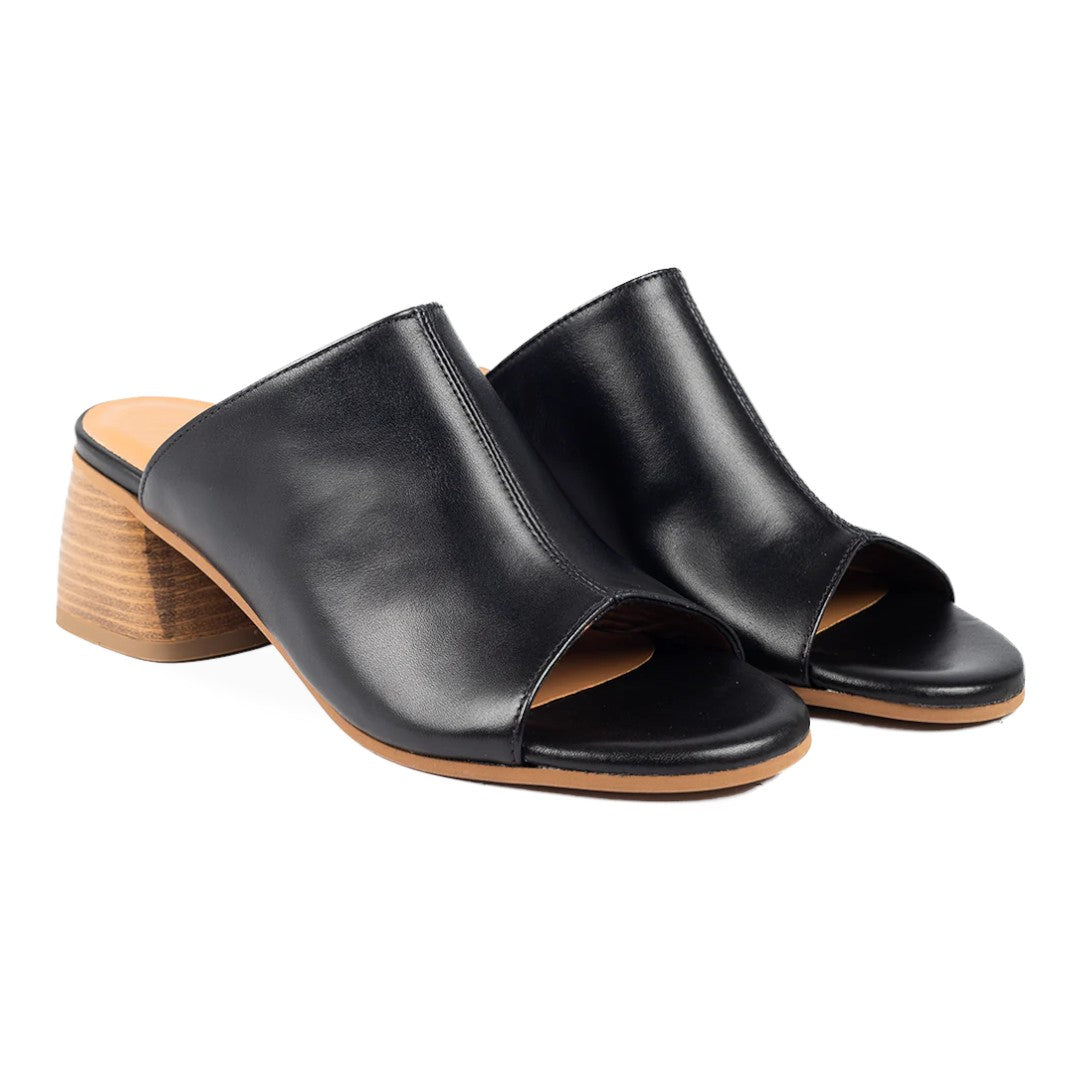 Angulus W Sandal med Skulpturel Træhæl Black
