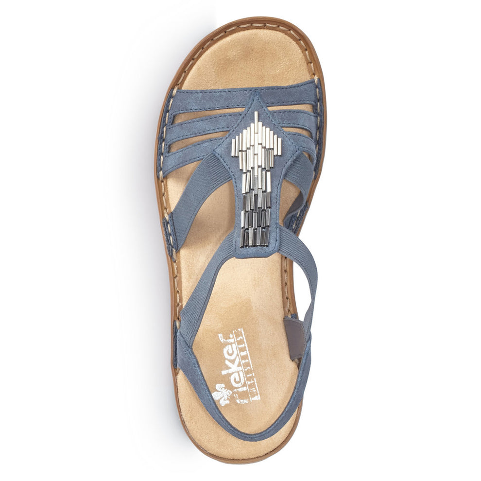 Rieker W Sandal m Elastik og Metaldetalje