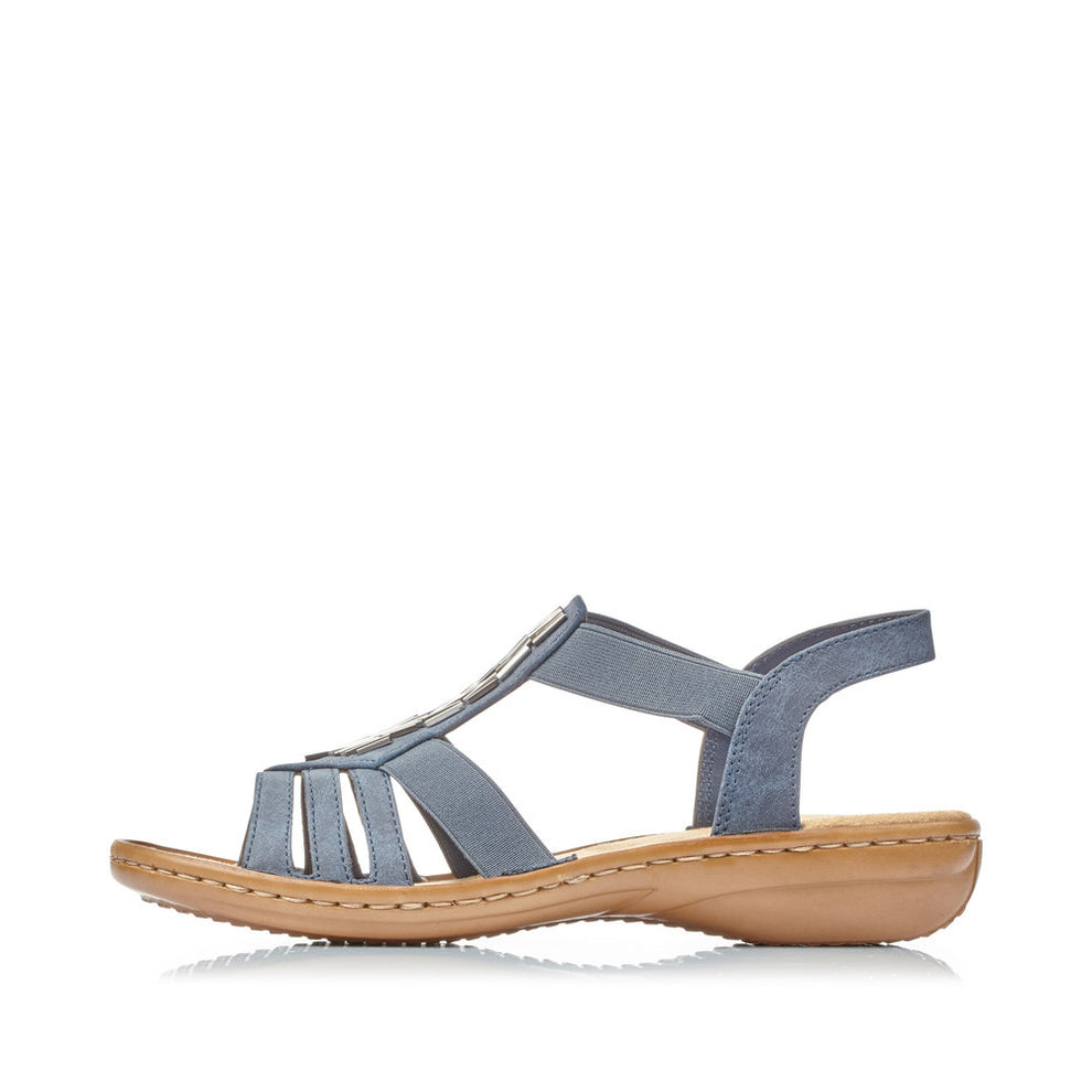 Rieker W Sandal m Elastik og Metaldetalje