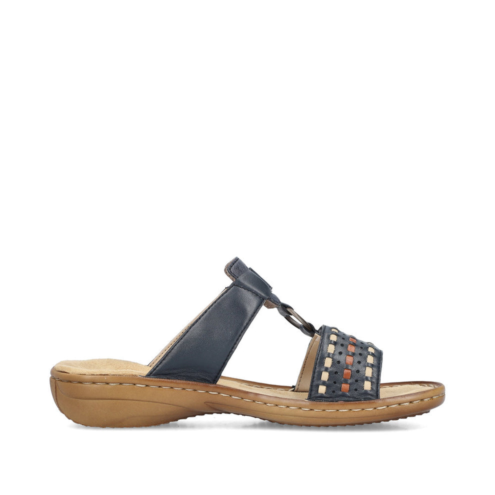 Rieker W Sandal m Fletmønster og Velcroluk Blå