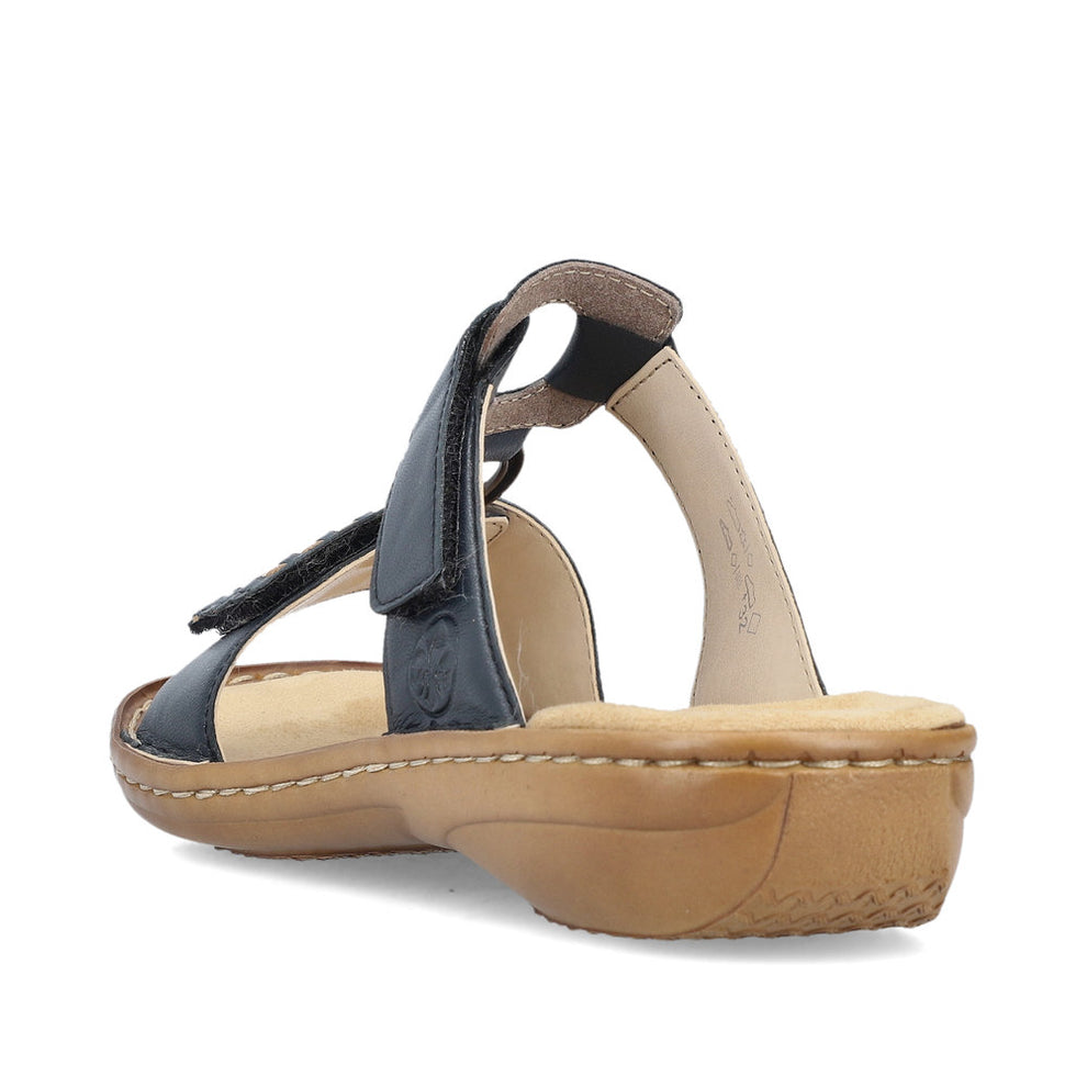 Rieker W Sandal m Fletmønster og Velcroluk Blå