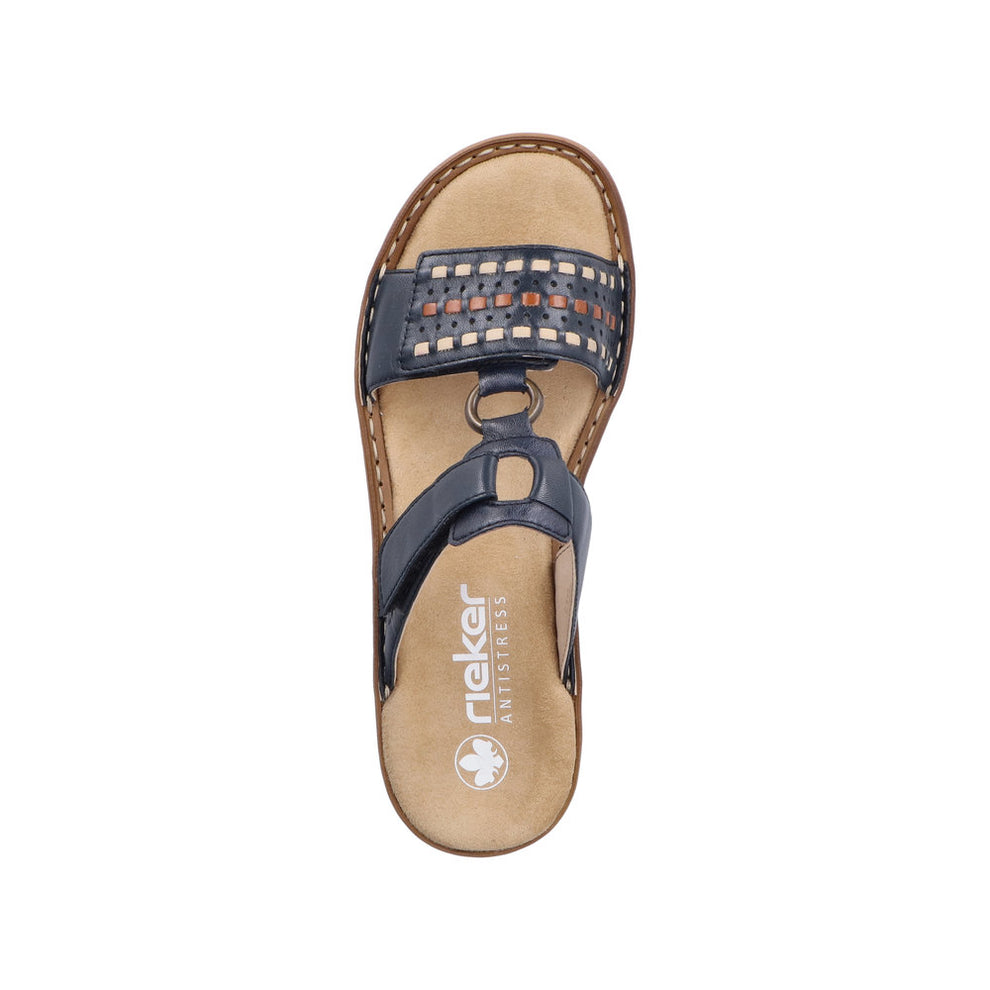 Rieker W Sandal m Fletmønster og Velcroluk Blå