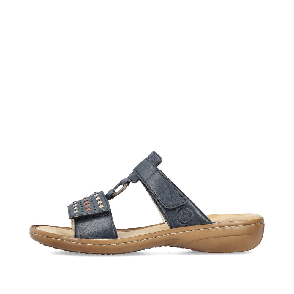 Rieker W Sandal m Fletmønster og Velcroluk Blå